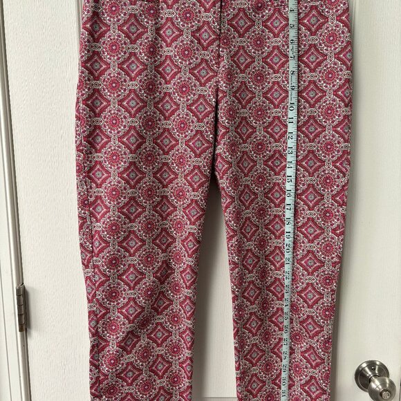 Talbots Womens Pink Medallion Chino Ankle Pants Size 8 Regular Straight Stretch - Picture 2 of 5